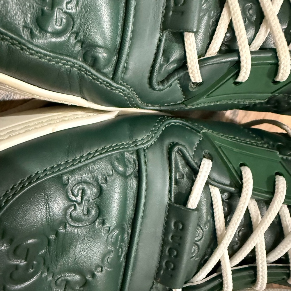Gucci Embossed Green Leather Sneakers